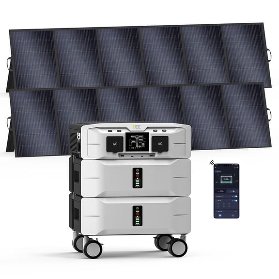 IEE SP5000 Solar Power Generator 5120Wh with 2x500W Solar Panel | 5000W Output for Home Backup Power, RV & Camping, 240V & 120V Outlets