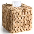 thumbnail image 1 of de Ratán con Tapa para Caja de Pañuelos, Soporte Cuadrado para Caja de Pañuelos, Soporte Bohemio con Forma de Cubo de Jacinto de Agua., 1 of 5