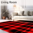 thumbnail image 2 of ODIKA 3'x5' Machine Washable Non-Slip Area Rug, Festive Plaid Checkered Holiday with Winter Motifs High Traffic Rug with Pad, Red, 651635, 2 of 8