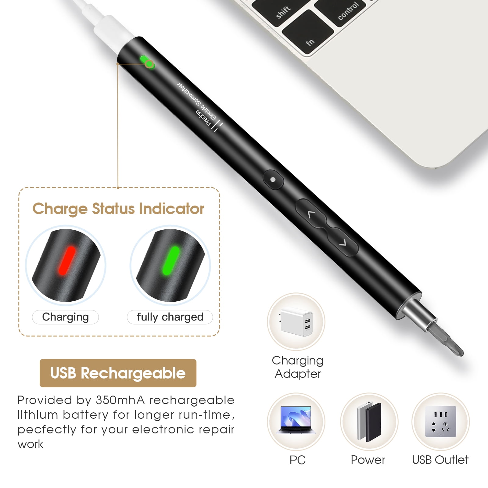E·Durable 28 in 1 Mini Electric Screwdriver Sets with 24 Bits Rechargeable 3.7V Magnetic Repair Tool Kit