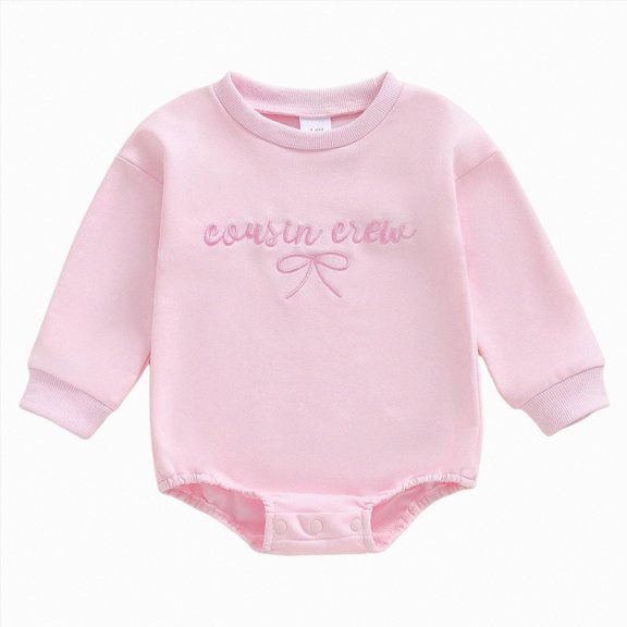 Gerichy Newborn Baby Girl Outfit Letters Embroidery Sweatshirt Bubble Romper Cute Long Sleeve Bodysuit 0-18 Months