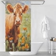 thumbnail image 3 of Farmhouse Highland Cow Funny Cattle And Flower Shower Curtain Modern Home Bathroom Bathtub Decor Waterproof Fabric with 12PCS Hooks, 3 of 8