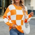 thumbnail image 7 of Mock Neck Long Sleeve Sweater Women Plaid Print Winter Warm Ribbed Cuff Long Sleeve Shirts Solid Casual Loose Oversized Pullover Sweaters, 7 of 7