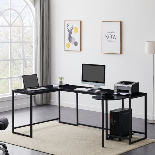 Computer Desk, Industrial Corner Writing Desk with CPU Stand, Gaming