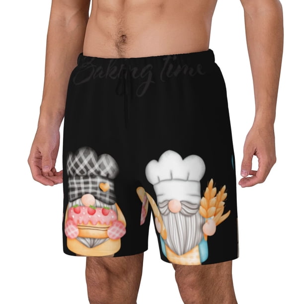 Balery Little Chef Gnome Bañador para hombre, shorts de playa de secado rápido con entrepierna y forro de compresión-XX-Large