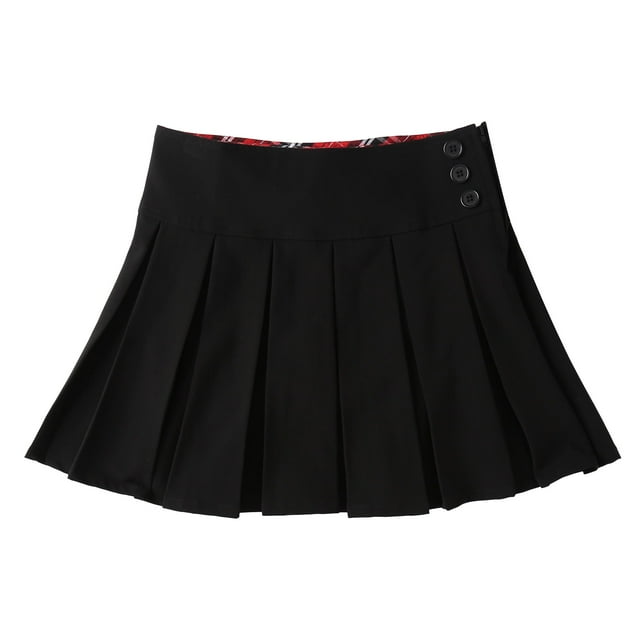 Bienzoe Jupe d'Uniforme Scolaire à Ourlet Plissé pour Fille Noire 10