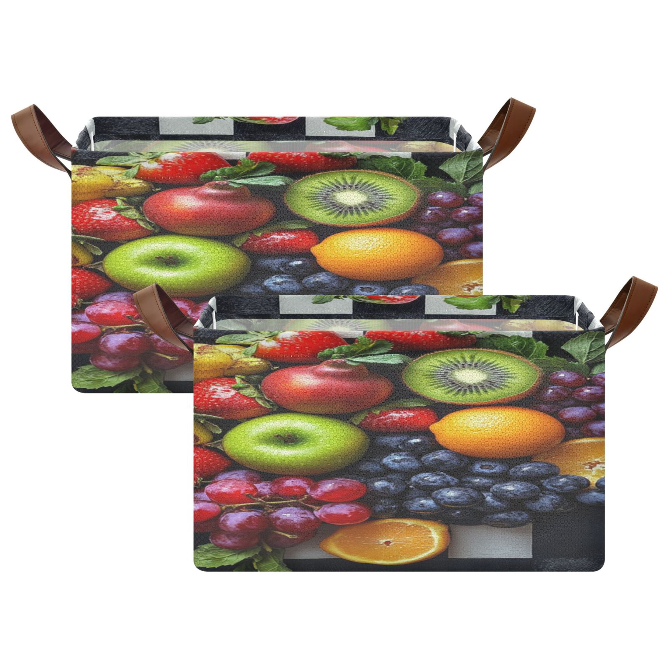 BZSMCE Collapsible Fabric Cube Storage Bins Fruit Painting Photo Design Pattern Storage Box