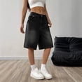 thumbnail image 3 of Quixlent Women's Bermuda Jean Shorts High Waisted Knee Length Baggy Jorts Wide Leg Loose Denim Shorts with Pockets, 3 of 7