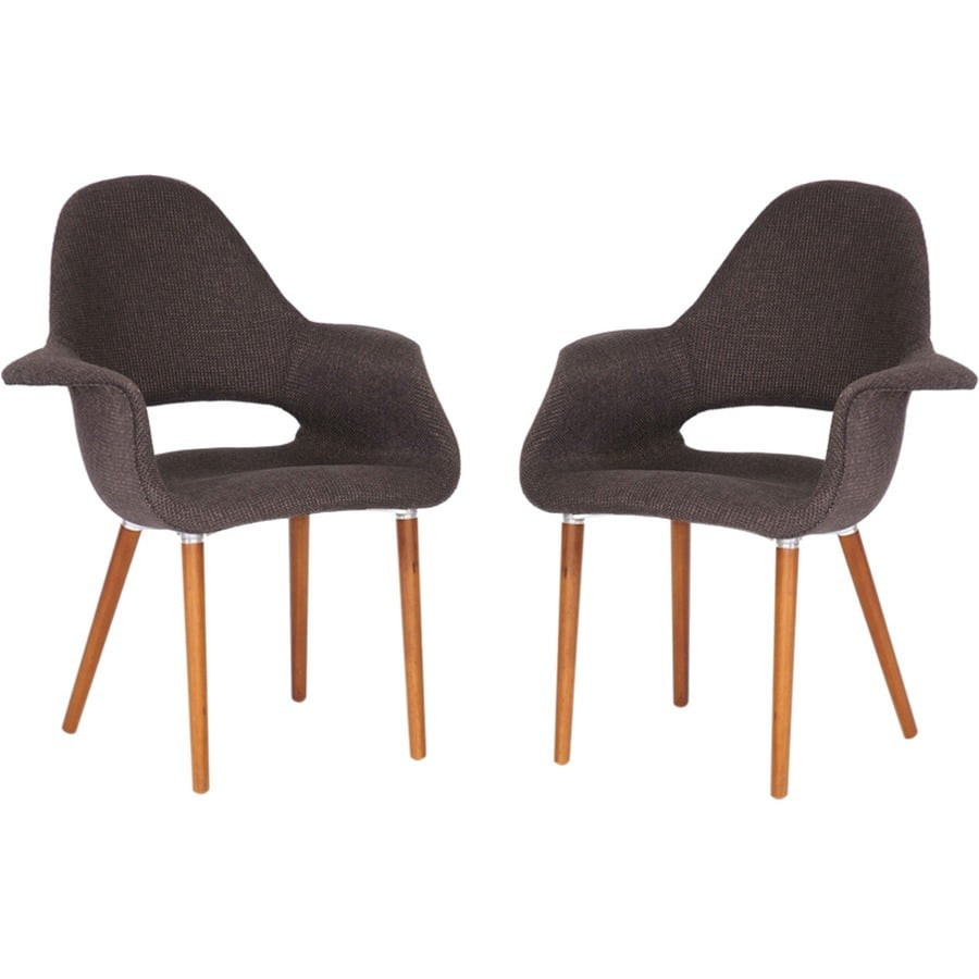 Baxton Studio Forza Dark Brown Fabric MidCentury Modern Arm Chair (Set