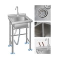 thumbnail image 1 of EDTara 18" Stainless Steel Utility Sink, Freestanding Commercial Single Bowl With Cold and Hot Water Pipe for Versatile Use In Kitchen or Laundry, 1 of 5