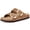 Light Brown, variant on Women's Cork Footbed Slide Sandals Summer Leather Flat Sandals with Adjustable Buckles, Brown