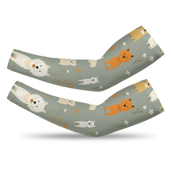 Cute Puppy Cooling Arm Sleeves For Men & Women Sunscreen Arm Cover For Gardening Outdoors