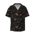 thumbnail image 3 of Goofa Heart and Stars Printed Men's Casual Short-sleeved Shirt,Lightweight Breathable Button-down,Summer Casual men's top,Versatile Fashion shirt-XX-Large, 3 of 7