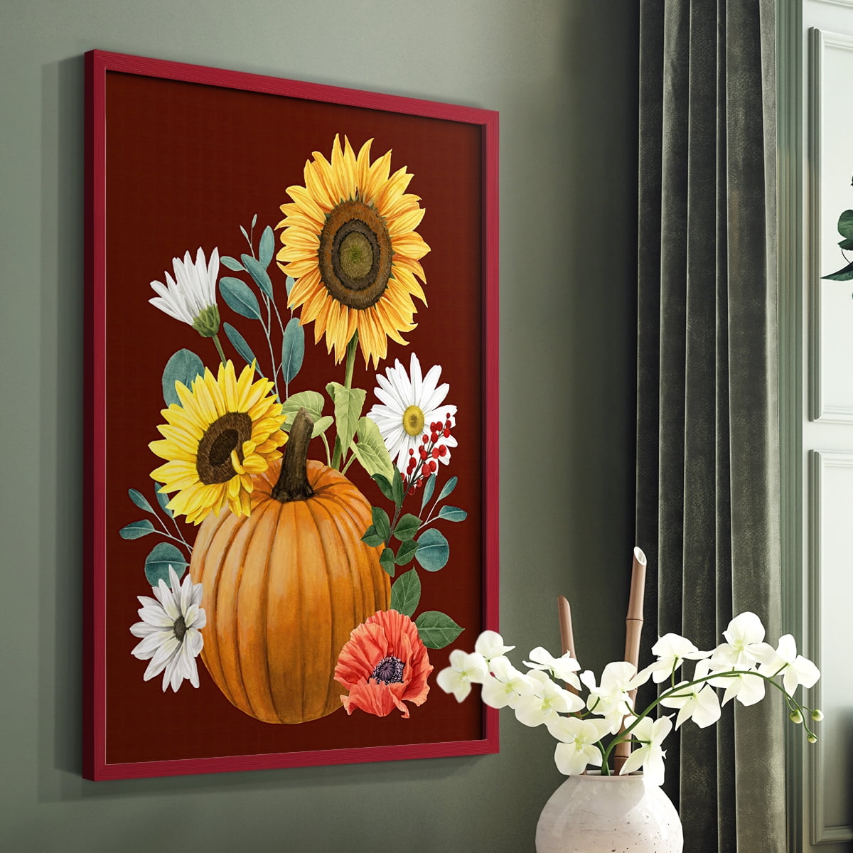 Beautiful Fall I Framed Print in Red Solid Wood Framed Print No Nail Hanging