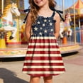 thumbnail image 2 of KPOPLK 4th of July Toddler Girl Outfit Dress Smocked USA Sleeveless Tie Strap Fouth of July Dresses Kids Patriotic Clothes(4-5 Years,Wine), 2 of 6