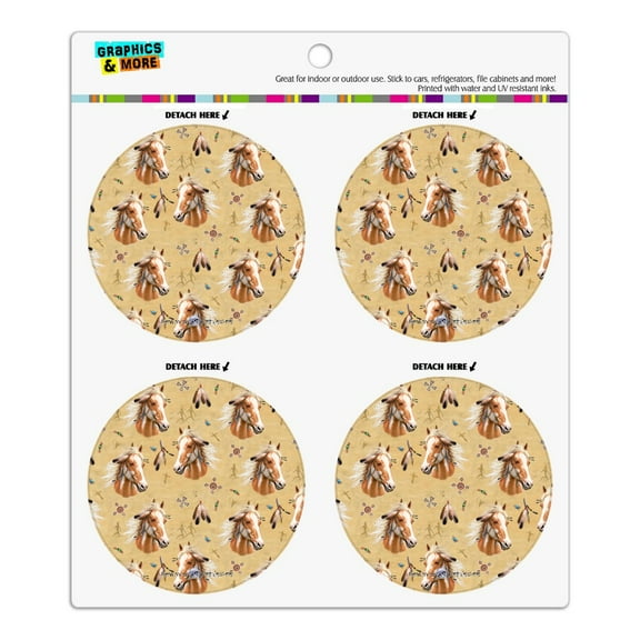 Palamino Horse Selfie Pattern Refrigerator Fridge Locker Vinyl Circle Magnet Set