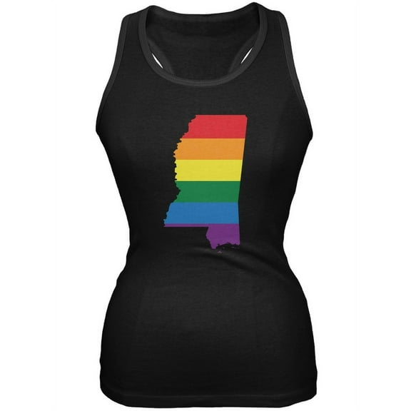 Mississippi LGBT Lesbian Pride Rainbow Black Juniors Soft Tank Top - X-Large