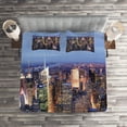 thumbnail image 2 of Ambesonne Landscape Quilted Coverlet 3 Pcs, Aerial View of NYC, Queen Size, Blue, 2 of 2