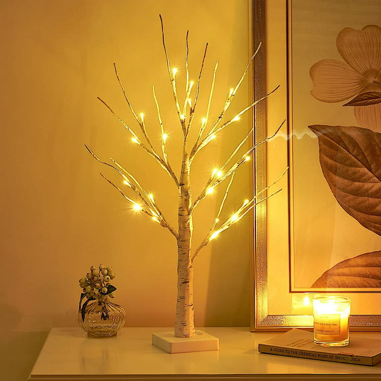 Vanthylit 2ft LED Birch Tree with Timer and Easter Eggs, Battery Powered, Adjustable Strut, Any Seasonal Decor