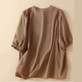 thumbnail image 4 of Inleife Womens T-Shirts Tops For Women Women's Casual Short Sleeve Round Neck Tops Summer Loose Tee Shirts Blouse Sizes Khaki M, 4 of 5