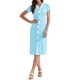 thumbnail image 2 of INSPIRAR CHIC Vestidos midi de punto acanalado a rayas con escote en V y mangas cortas para mujeres S Azul, 2 of 6