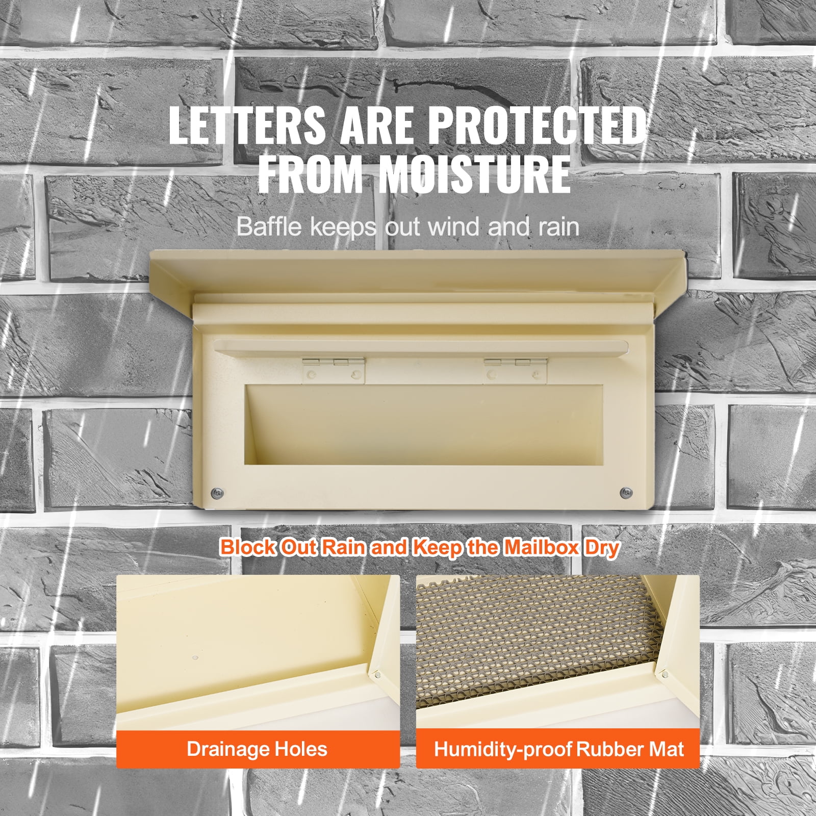 KFFKFF Secure Mail Drop Box, Wall-Mount, Beige Steel with Flexible 2.8-7.9" x 13" Combo Lock, Size 12.5x6.3x16.9 inches