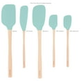 thumbnail image 6 of Tovolo Silicone Spatula with Wooden Handle Set of 5 Piece Silicone Kitchen Utensil Set Spoonula Jar Scraper Mini Spatula and Spoonula for Cooking Baking Mixing Folding Aqua Seafoam Green, 6 of 6