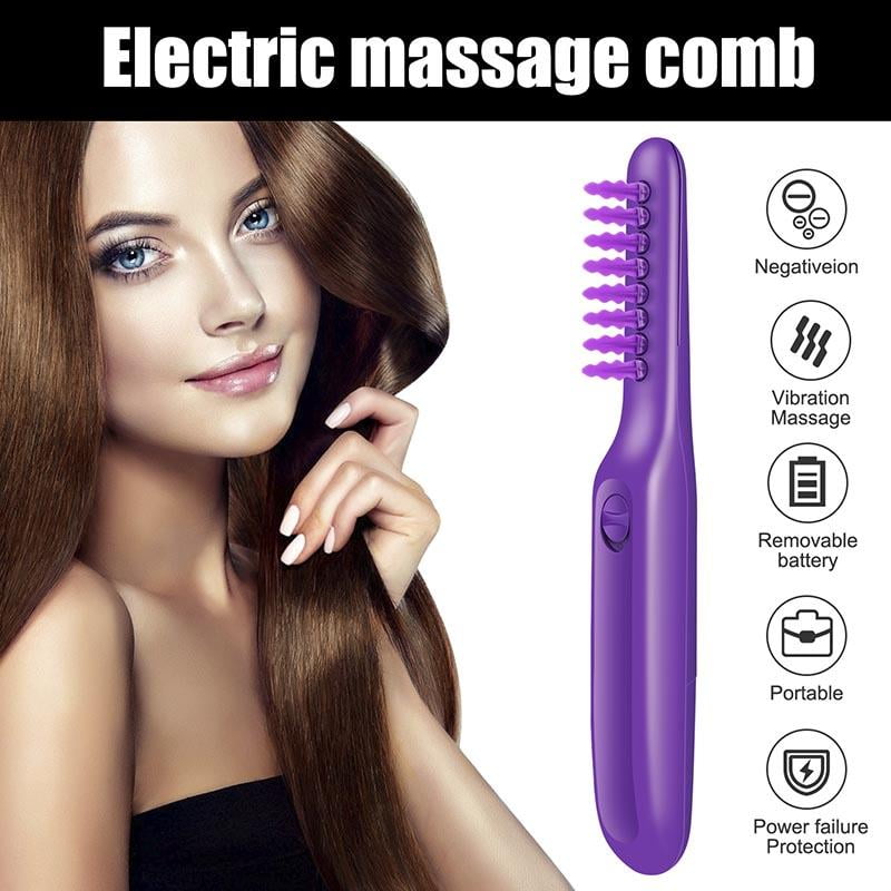 Tame The Mane Electric Detangling Brush With Brush Cover, Wet Or Dry Purple Brush For Adults & Kids