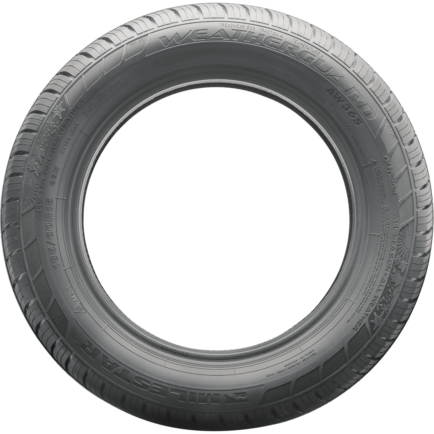 Milestar Weatherguard AW365 All Weather P205/50R17 93H XL Passenger Tire Fits: 2009-10 Chevrolet Cobalt LT, 2014-16 Volkswagen Jetta Hybrid SEL Premium