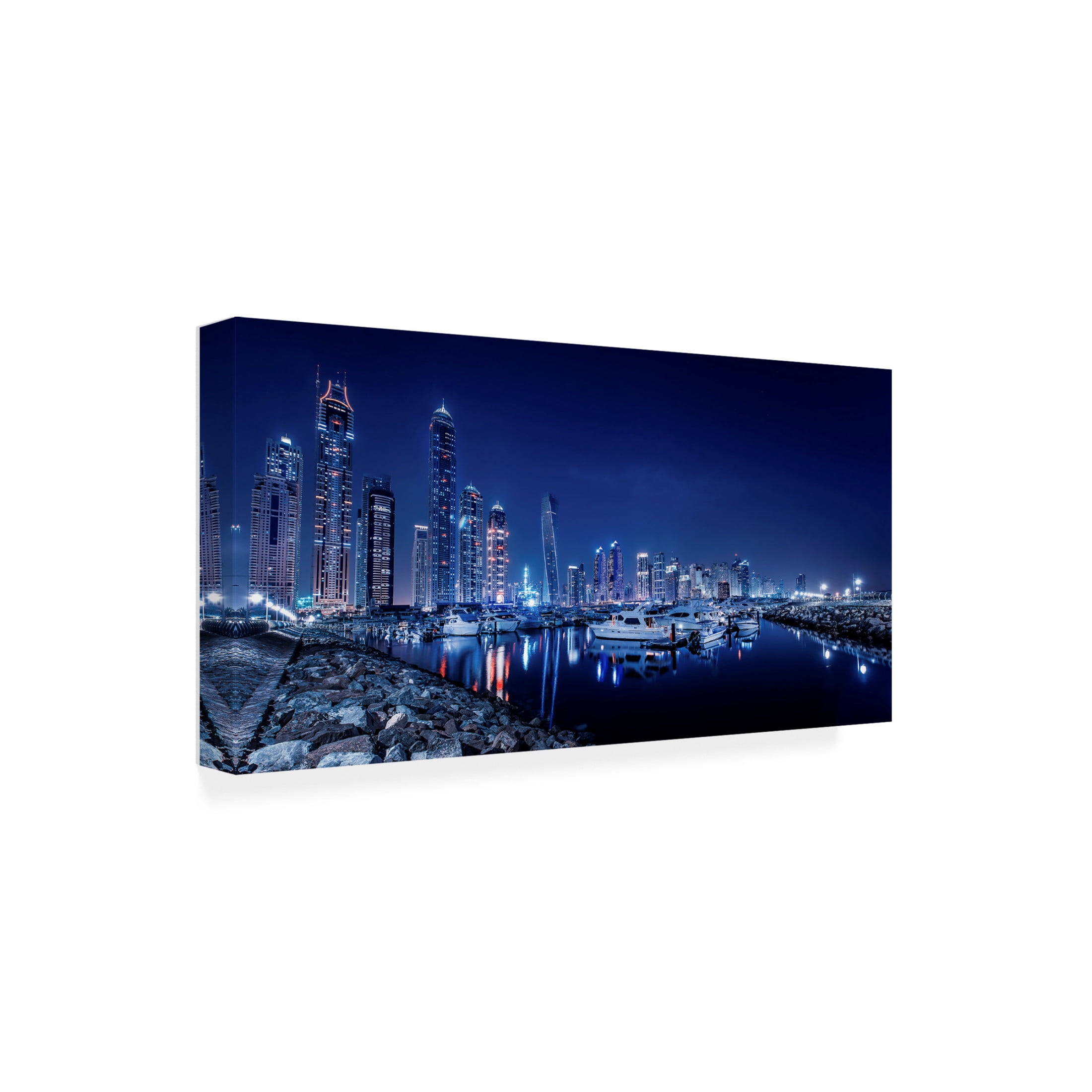 Canvas Wall Art - Mohamed Raof 'Blue Night' Wall Art for Living Room, Bedroom, or Office D?cor by Trademark Fine Art - 24 x 12 Inches