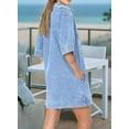 thumbnail image 5 of Womens Summer Collared V Neck Mini Casual Jean Dresses with Pockets Light Blue S, 5 of 6
