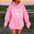 thumbnail image 2 of Pullover Hoodies for Women Winter Plus Size Oversized Fleece Hoodie Sweatshirts Cute Heart Paw Graphic Hooded Sweaters Fall Fashion Casual Tops Long Sleeve Drop Shoulder Loose Sweatshirt with Pocket, 2 of 5
