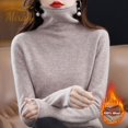 thumbnail image 4 of Suéter de cachemira 100 % de lana para mujer, jersey de cuello alto apilado, suéter de punto cálido de manga larga para invierno, jerséis de cuello alto, 4 of 5