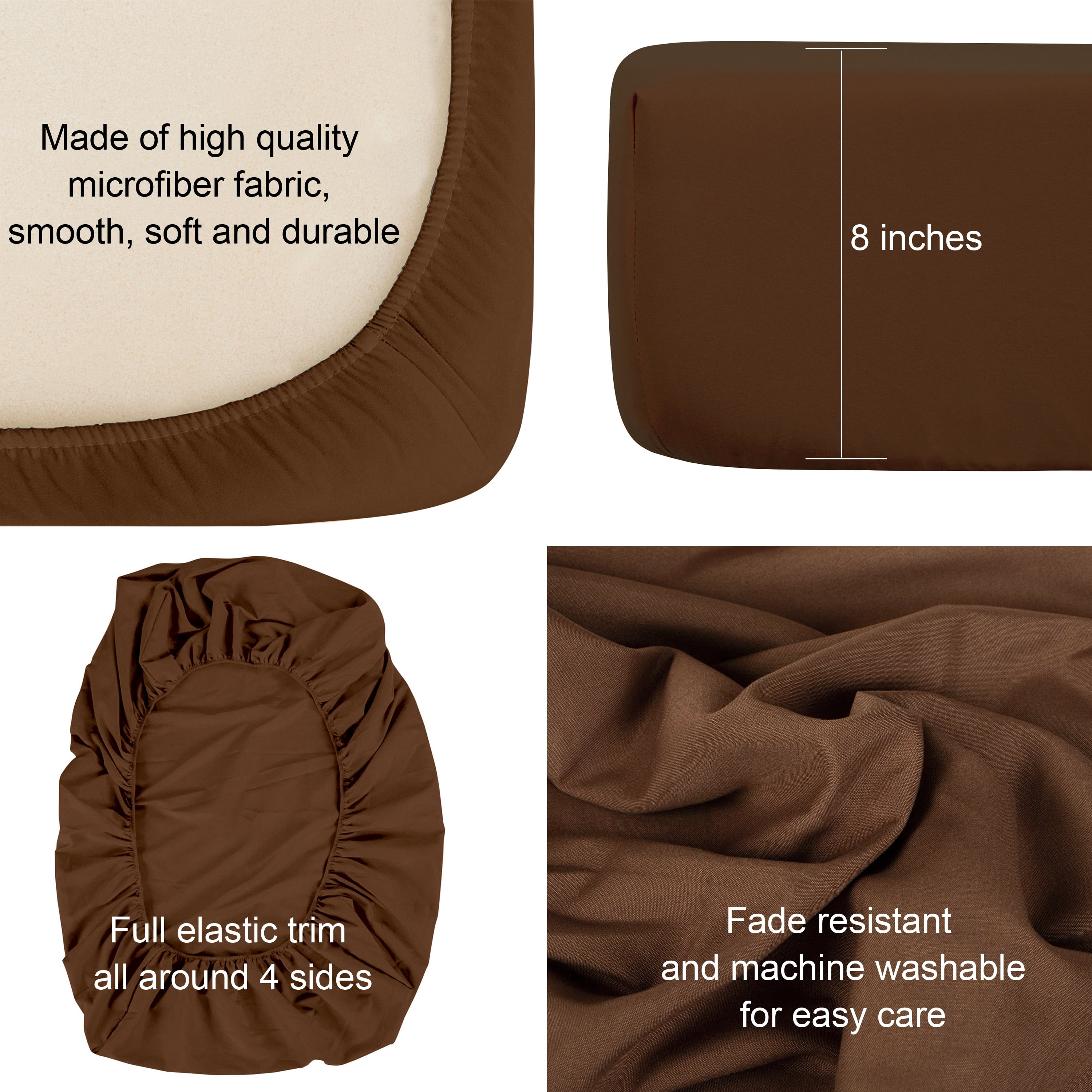 Microfiber Easy Care Fitted Crib Sheet, Ultra Soft and Cozy Toddler Sheet for Baby Boys and Girls, Brown, 28" x 52"