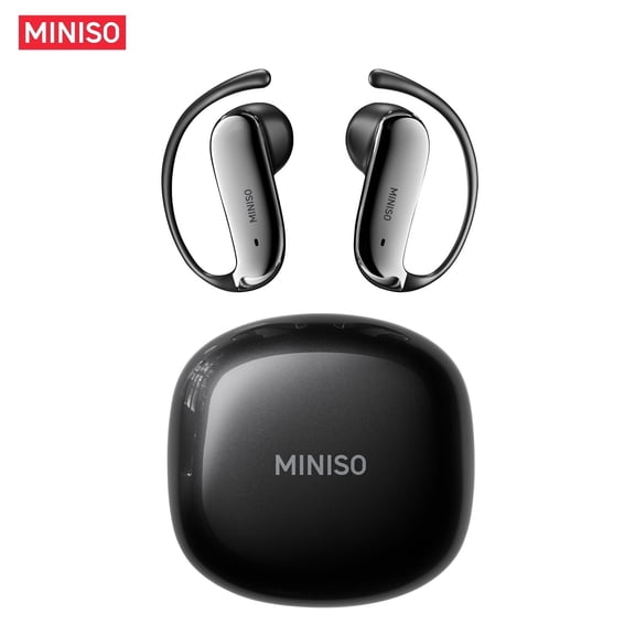 MINISO MS218 Wireless Bluetooth Earbuds with AI Translation, Over Ear Earhook Headphones with Mic, Real-Time Language Support, HiFi Sound, Secure Fit for Travel Work, Black