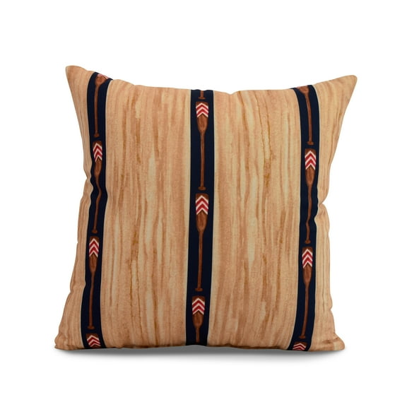 Simply Daisy, 16" x 16" Oar Stripe Trio, Stripe Print Outdoor Pillow, Navy