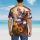 thumbnail image 4 of Balery Cute Cat Sunflower Camisas hawaianas de manga corta para hombre, camisas playeras de corte holgado, camisas de vacaciones con botones,XX-Large, 4 of 7