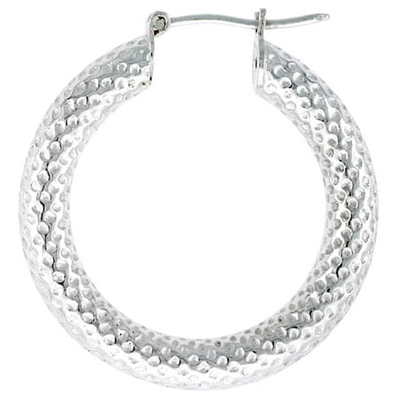 Sterling Silver Hoop Earrings Textured Thick 1 8 Inch Sterling Silver Hoop Earrings Textured Thick 1 8 Inch