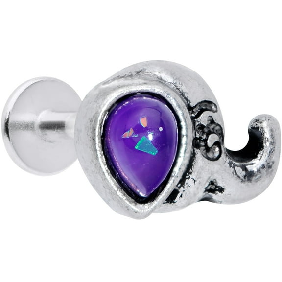 Body Candy Womens 16G 316L Steel Blue Elephant Labret Monroe Lip Ring Tragus Cartilage Stud 5/16"