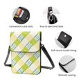 thumbnail image 6 of Leather Portable Mobile Phone Bag Purse Purse Satchels 5.3×7.5in Scratch-Proof Dustproof For Shopping Work Dating Travel Lime Houndstooth Hand-Drawn Sketch_1, 6 of 7