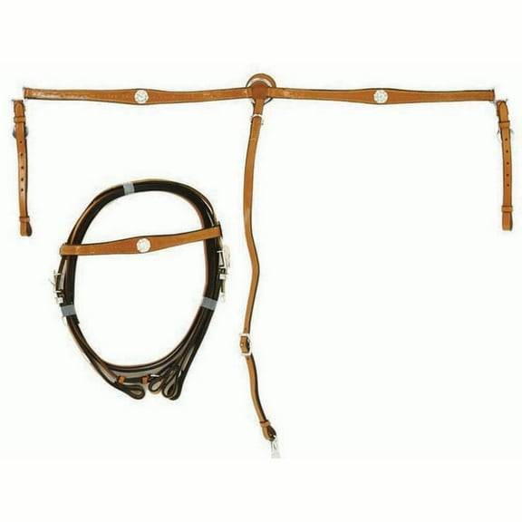 ToolUSA Matching Headstall & Breast Collar | Genuine Leather | Tan with Silver-tone Accents | Perfect Pair for "Cool Rider" Saddle
