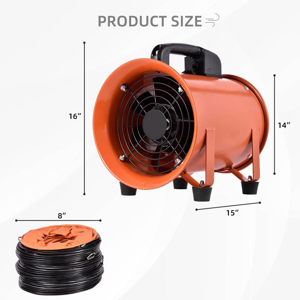 12" Extractor Fan Blower portable 5m Duct Hose Ventilator Industrial Air Mover 