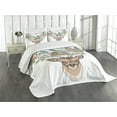 thumbnail image 3 of Ambesonne Antlers Quilted Bedspread Set 3 Pcs, Deer Head Floral Ethnic, King Size, Tan Green Teal, 3 of 5