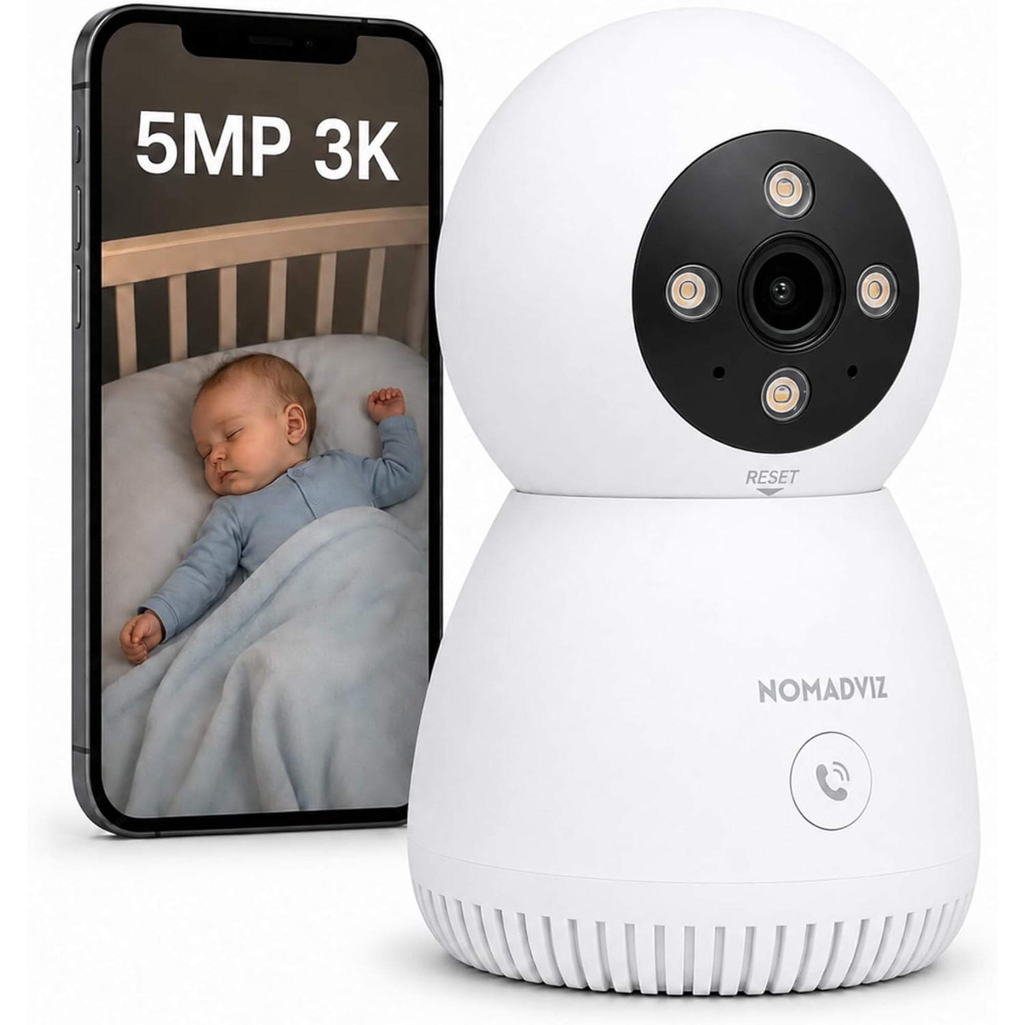 5MP 3K Indoor Camera with One-Touch Call for Pet & Baby Monitor