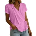 thumbnail image 5 of TGSLY Adjustable Wrap Side Tie Tops for Women Breathable Soft V Neck Short Sleeve Blouses Loose Fit Dressy Casual Solid Color T-Shirts XL, 5 of 8