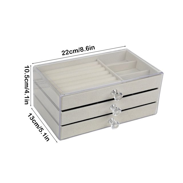 Jewelry Display Box, Dustproof Organizer, Clear Acrylic Lid, 6-Compartment Design, For Travel/Office, Premium Acrylic Material, Secure Closure, Safe Storage, Anti-Static Surface, Gift Qualit
