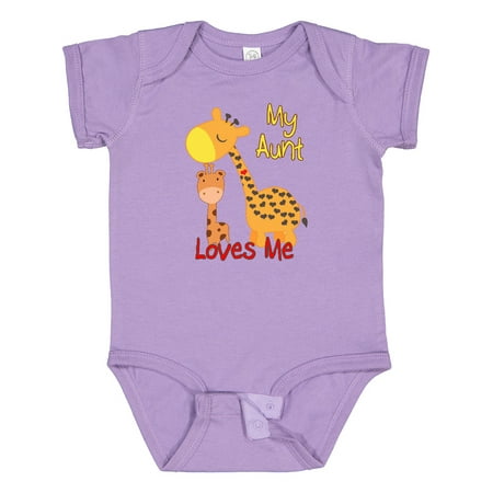 

Inktastic My Aunt Loves Me Giraffe Gift Baby Boy or Baby Girl Bodysuit
