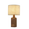 thumbnail image 2 of 18''Farmhouse Traditional Natural Brown Solid Wood Base Table Lamp with Beige Fabric Shade for Bedroom Living Room, 2 of 7