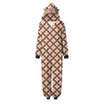 thumbnail image 3 of Odeerbi Christmas Onesie Pajamas for Family Holiday Sleep Jumpsuit Long Sleeve Family Christmas Pajamas Matching Sets Mom Fashion Lattice Print Plush Jumpsuit Sleepwear PJs Set Beige, 3 of 7