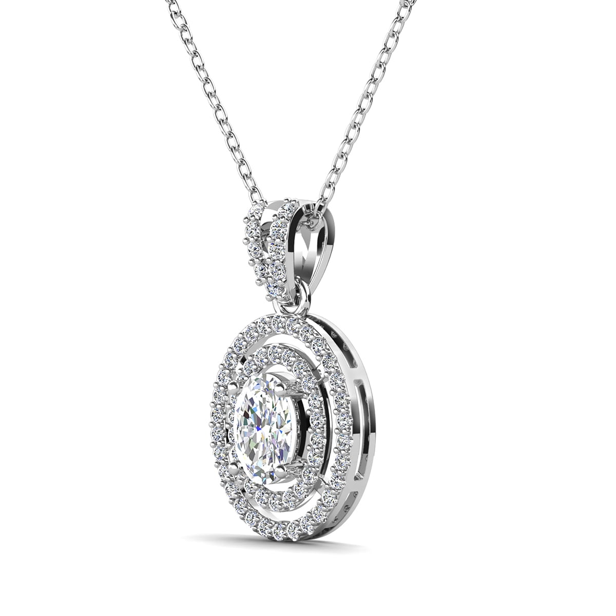 Cate & Chloe Zelda 18k White Gold Plated Pendant Necklace with Simulated Diamond Crystal for Women